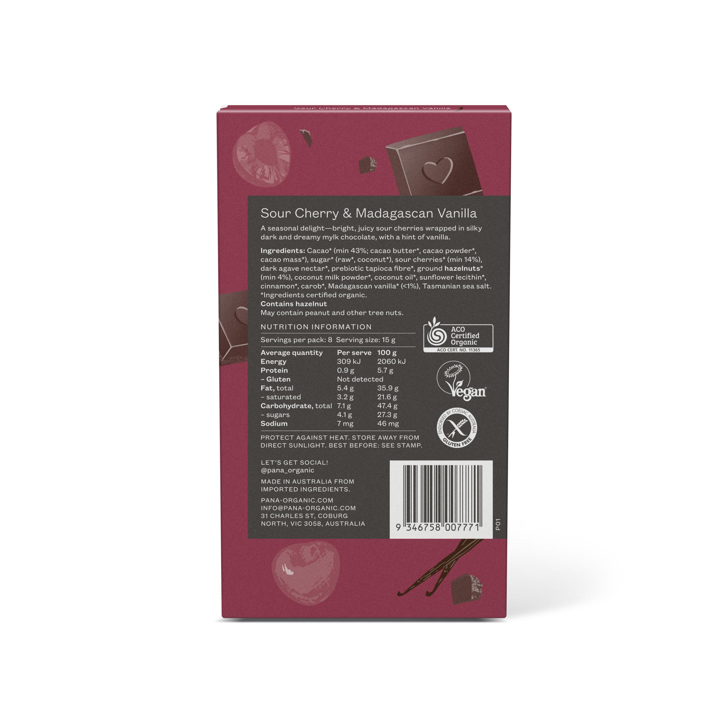 Sour Cherry & Madagascan Vanilla Chocolate Block - Limited Edition