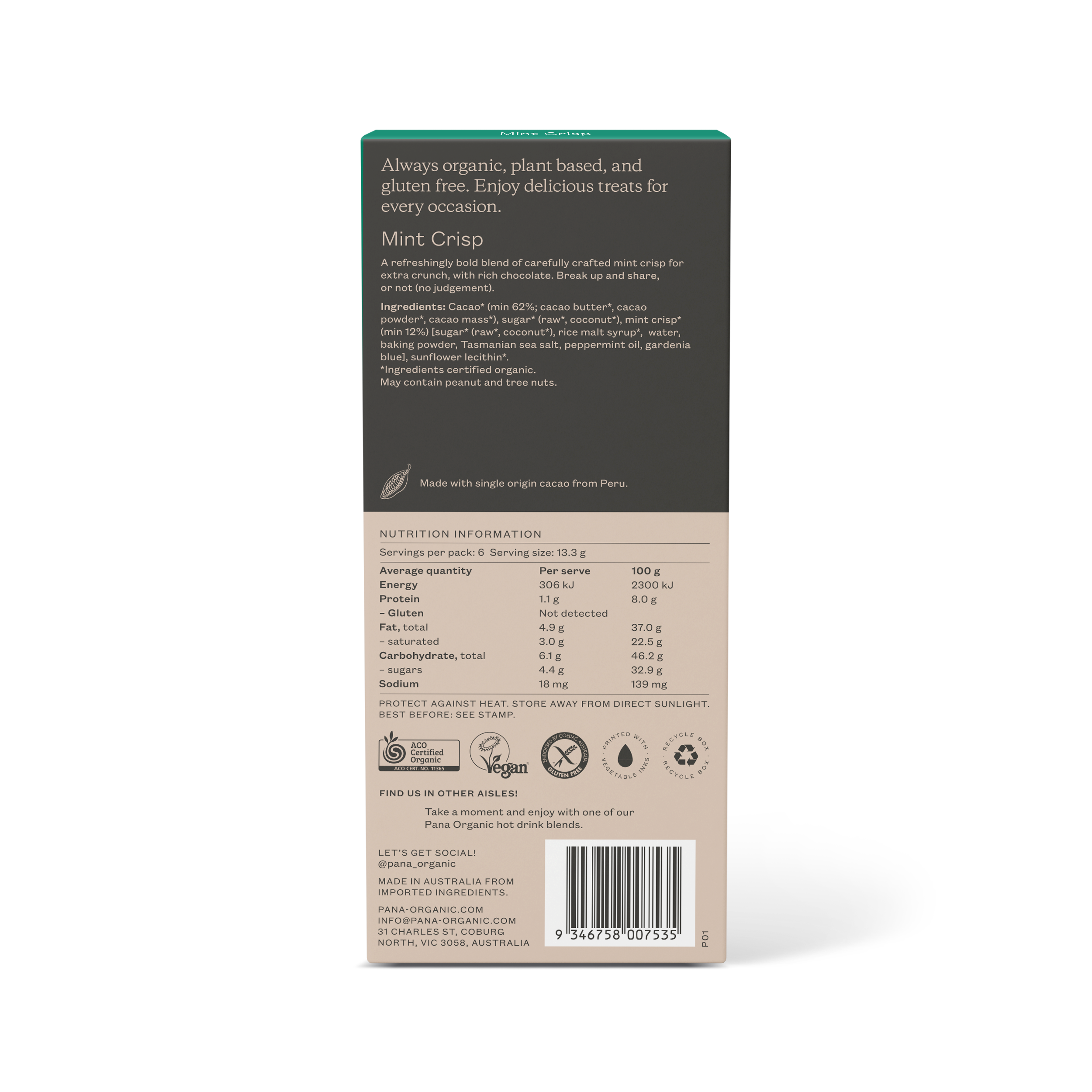 80g Mint Crisp Dark Chocolate