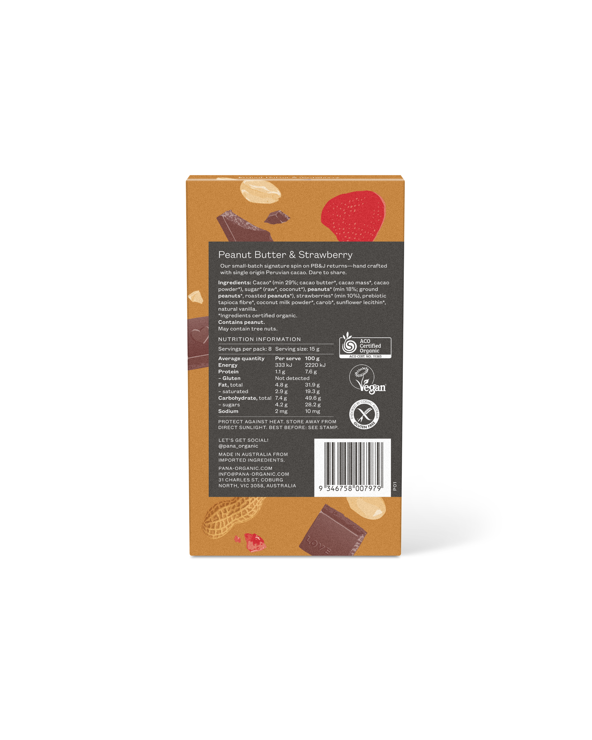 Pana Organic Peanut Butter & Strawberry Chocolate