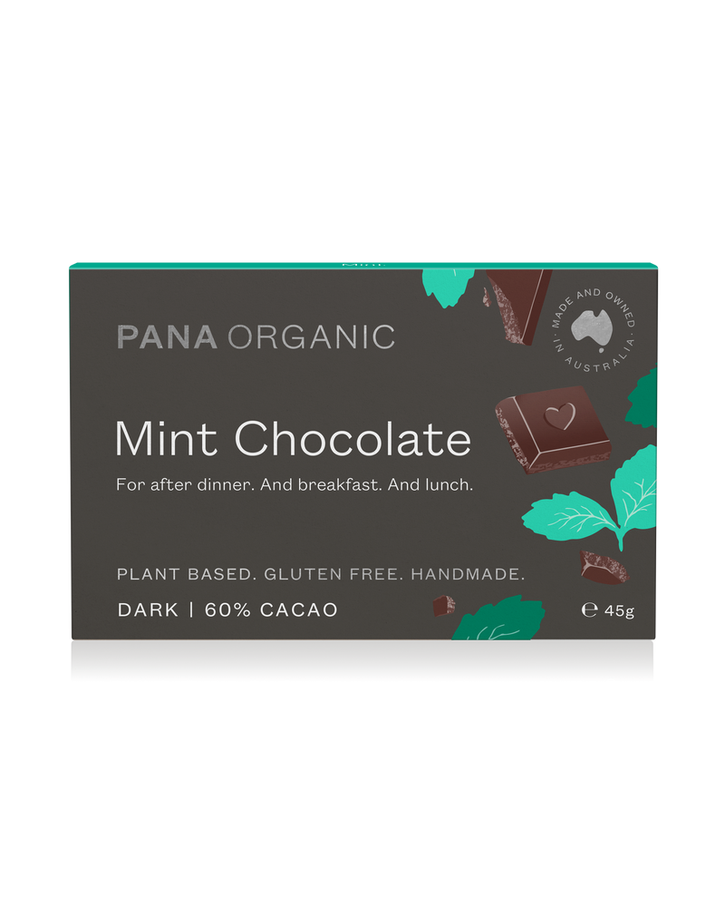 Luxurious 60% dark chocolate infused with pure peppermint essential oil, creating a refreshing and indulgent taste. Certified vegan and gluten-free.