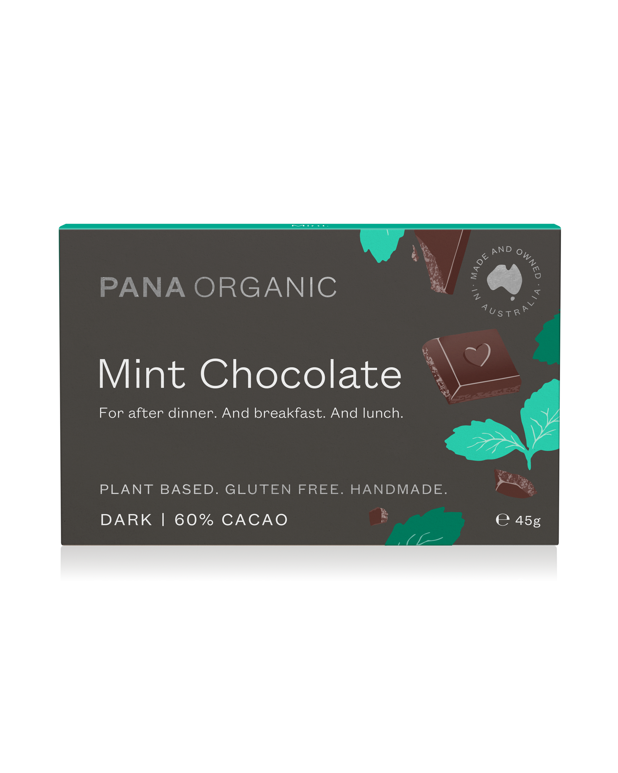 Luxurious 60% dark chocolate infused with pure peppermint essential oil, creating a refreshing and indulgent taste. Certified vegan and gluten-free.