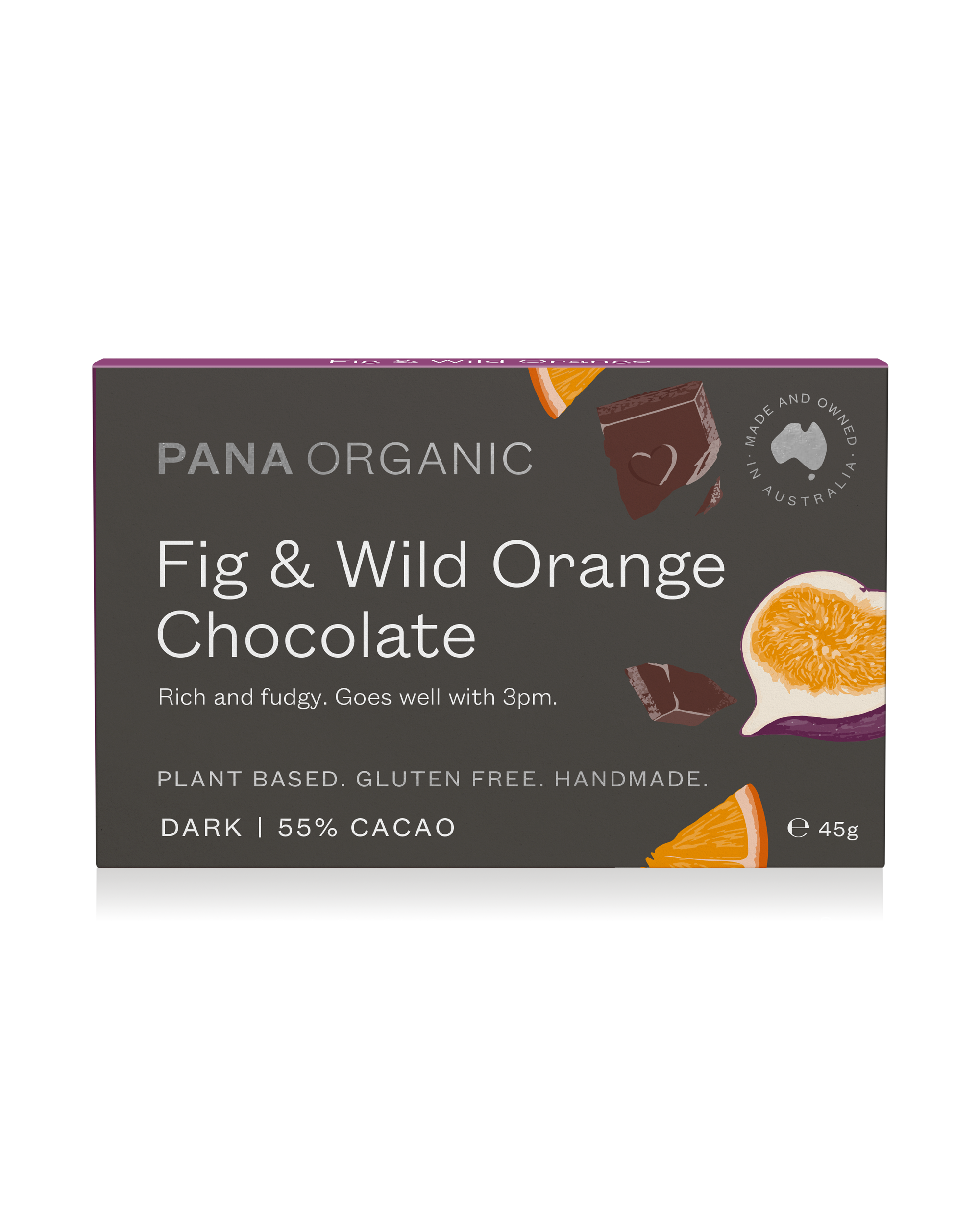 Velvety 50% dark chocolate infused with succulent organic strawberry and crunchy pistachio pieces for a delightful taste.
