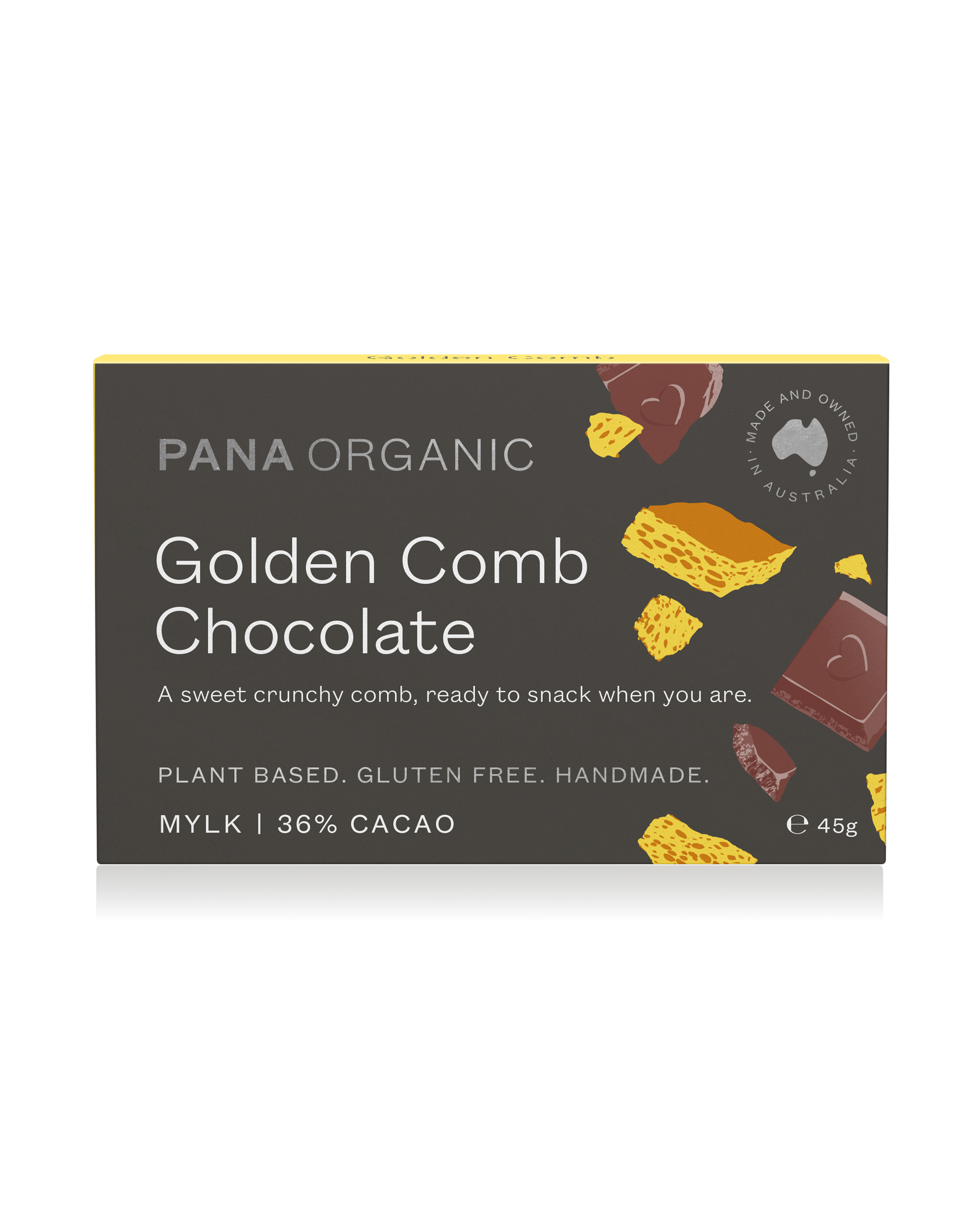 A crunchy golden honeycomb chocolate with smooth Pana chocolate.