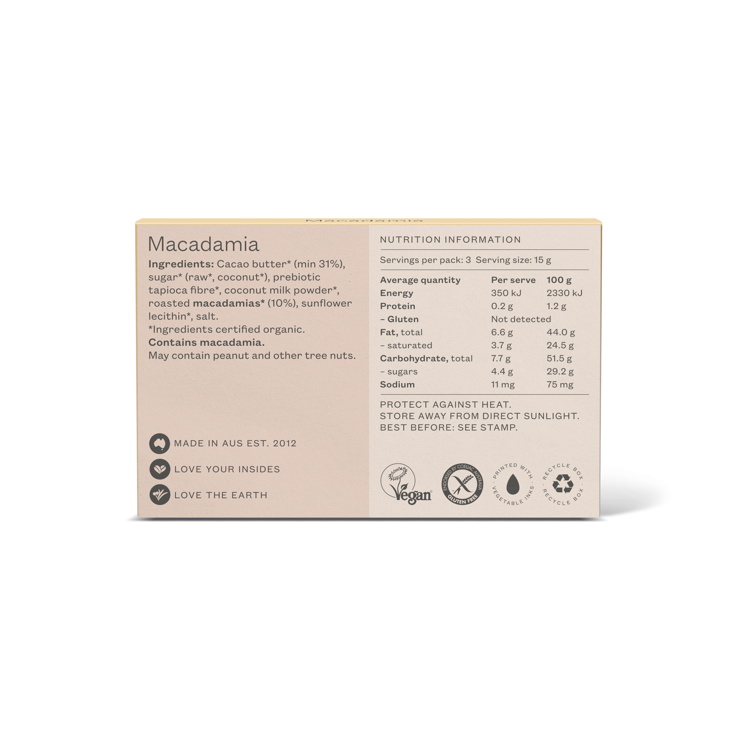 Macadamia White Chocolate 45g