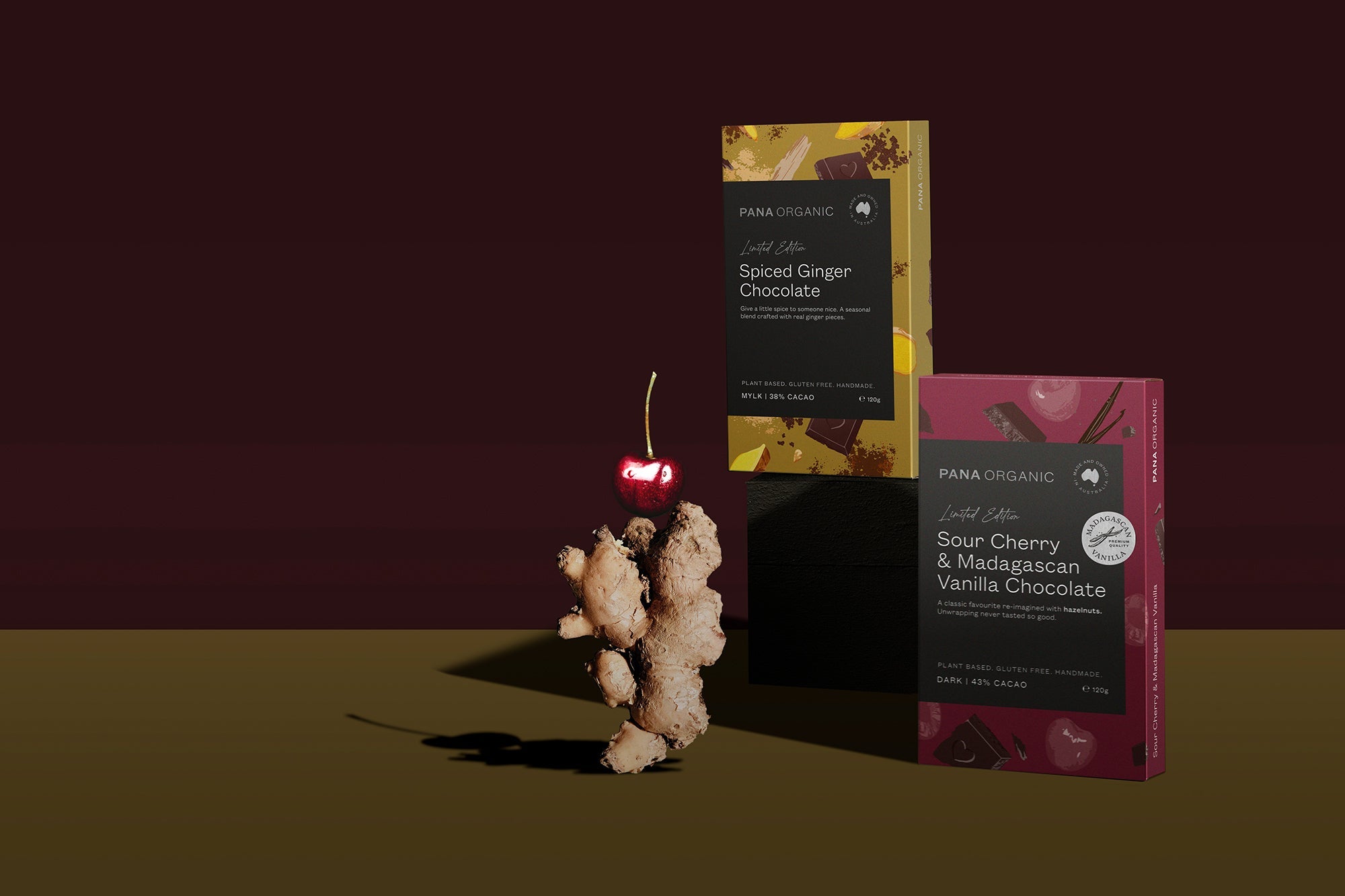 Limited Edition handmade chocolate. sour cherry.single origin cacao. gluten free. dairy free