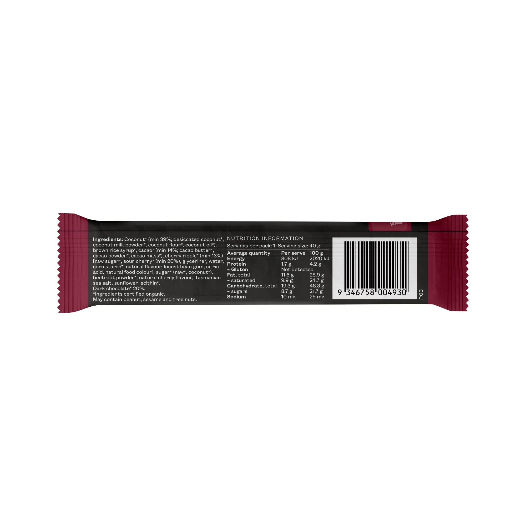Cherry, Coconut & Dark Chocolate Bar