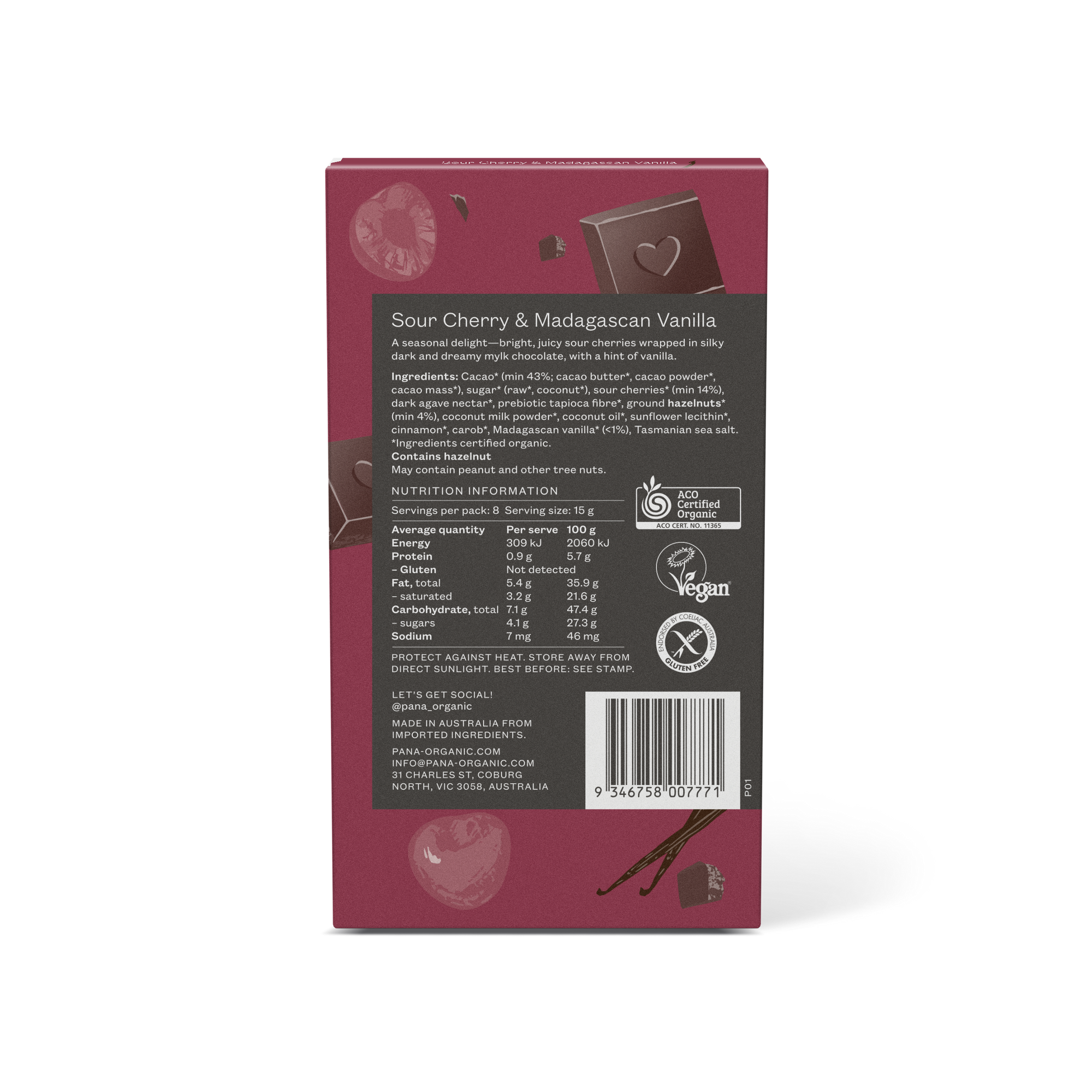 Sour Cherry & Madagascan Vanilla Chocolate Block - Limited Edition