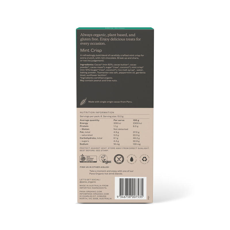 80g Mint Crisp Dark Chocolate