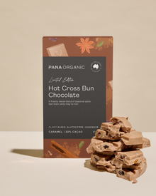 Hot Cross Bun Caramel Chocolate. plant based. Gluten free. Dairy free.