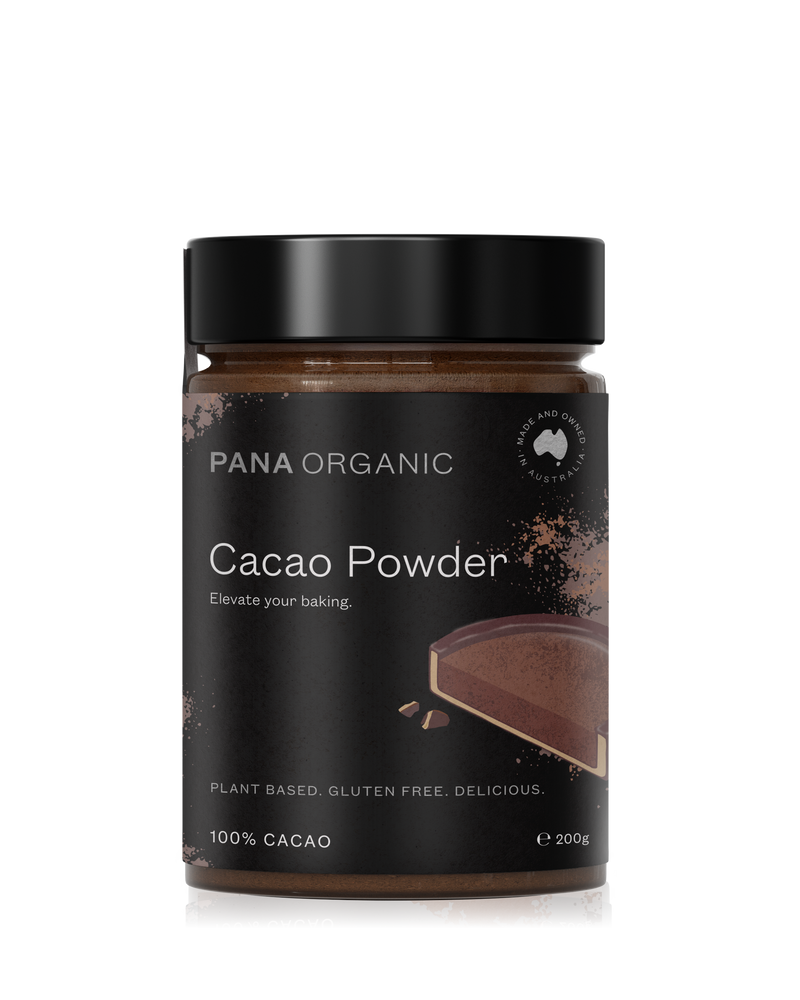 Pure organic raw cacao powder, rich in antioxidants and full of intense chocolate flavour.