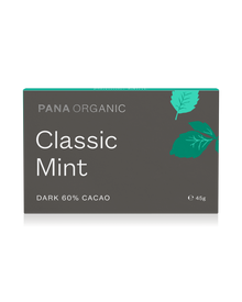 Luxurious 60% dark chocolate infused with pure peppermint essential oil, creating a refreshing and indulgent taste. Certified vegan and gluten-free.