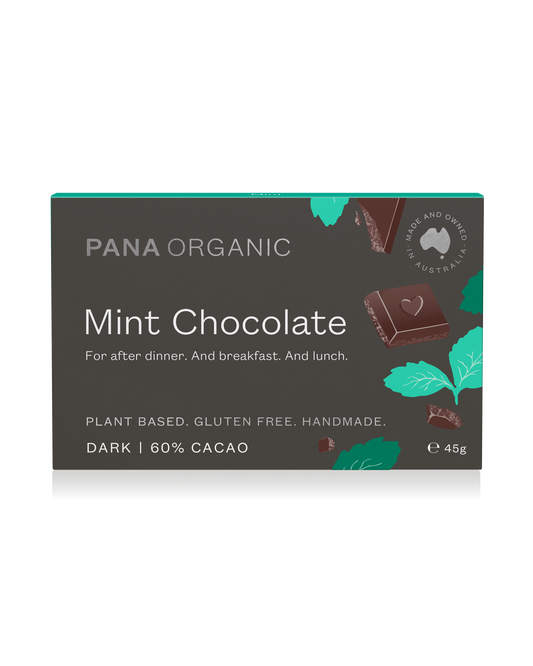 Luxurious 60% dark chocolate infused with pure peppermint essential oil, creating a refreshing and indulgent taste. Certified vegan and gluten-free.