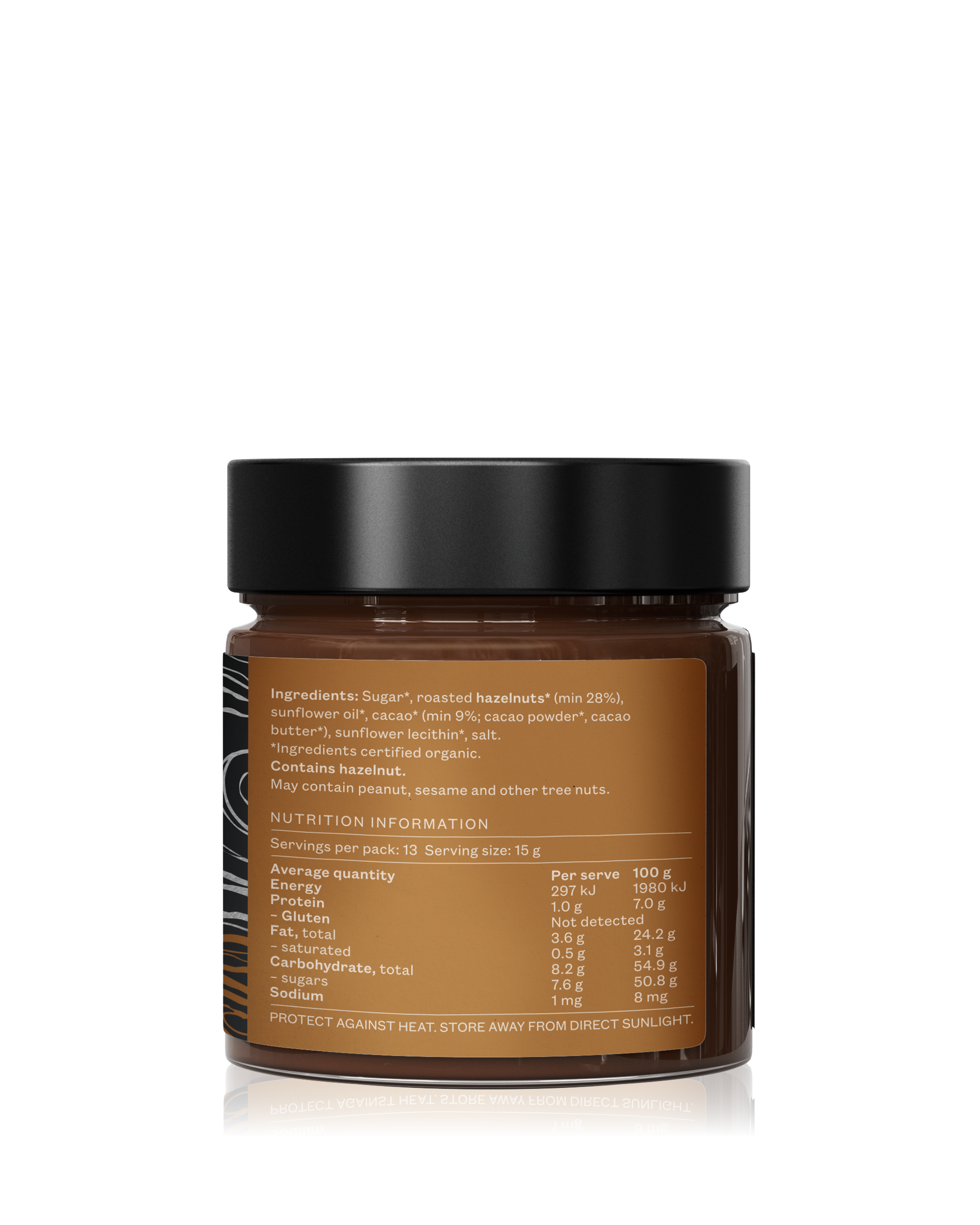 A delicious plant-based hazelnut chocolate spread with crunchy roasted organic hazelnuts.