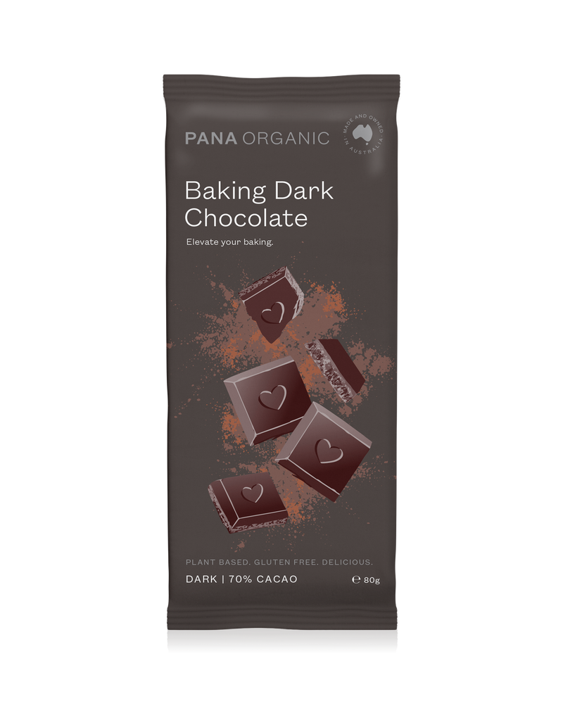 A rich and decadent 70% dark chocolate, ideal for baking or desserts. Certified vegan and gluten-free.