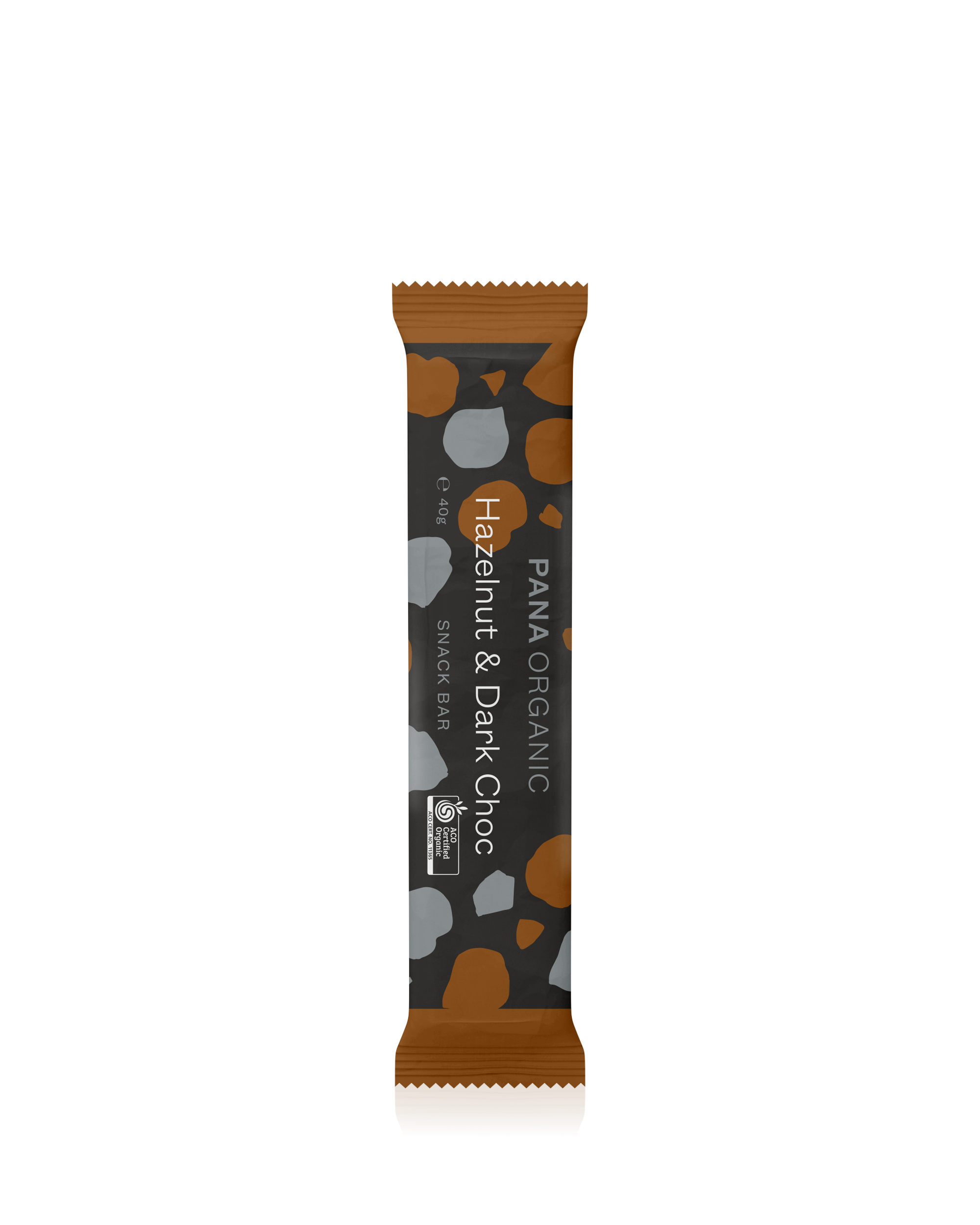 A delicious snack bar with caramelized dates, roasted hazelnuts, and a dark chocolate coating.