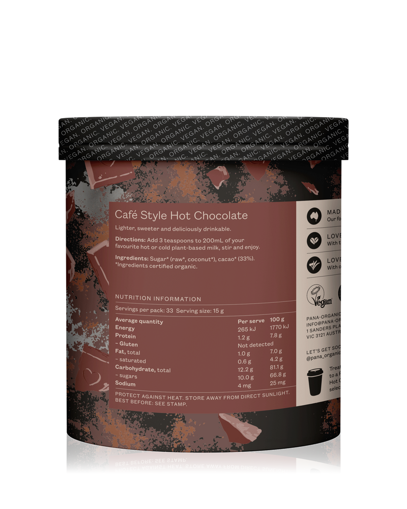 A smooth and sweet 33% cacao hot chocolate blend, perfect for cozy moments.