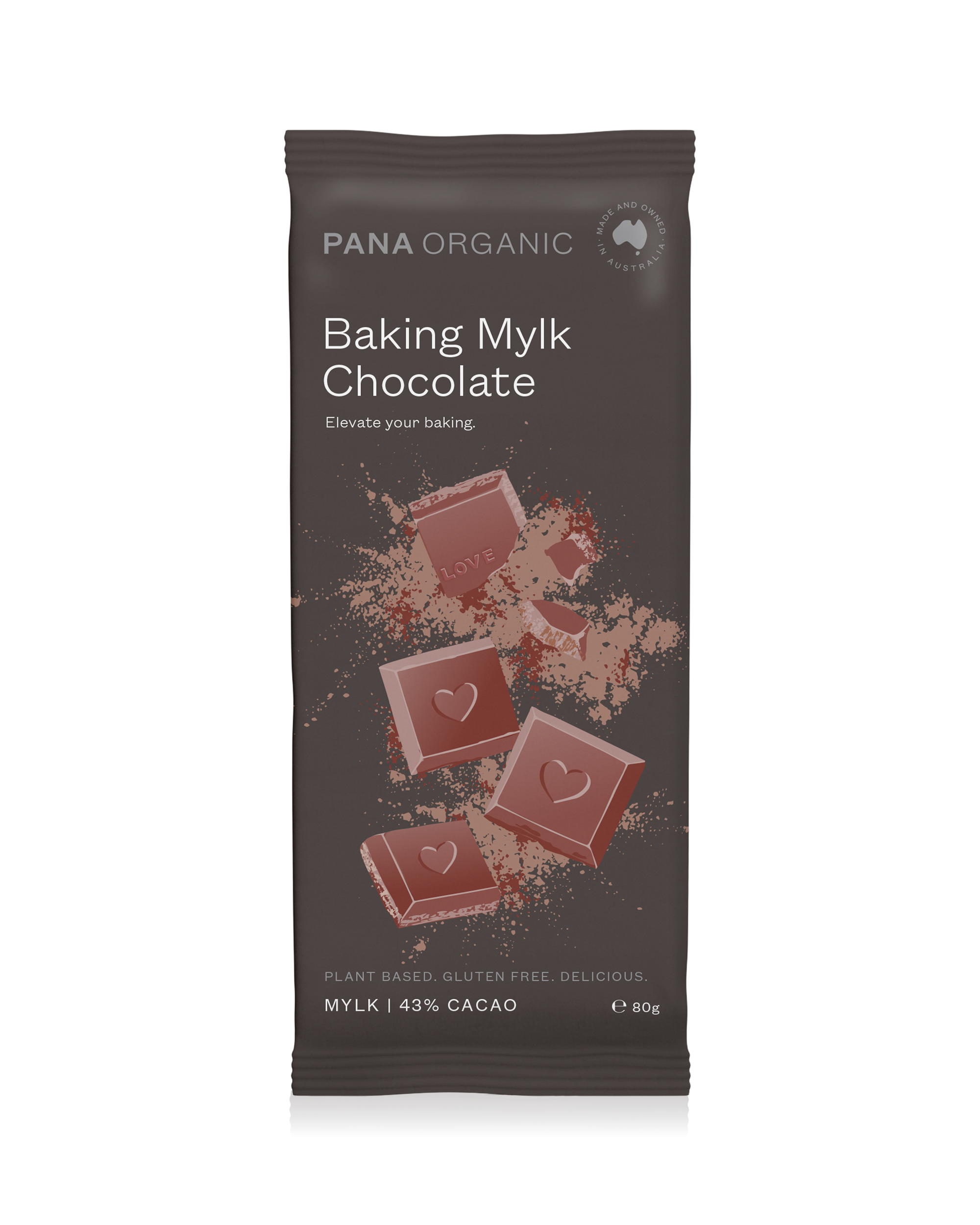 A smooth and velvety mylk chocolate made from coconut and cacao, perfect for baking. Certified vegan and gluten-free.