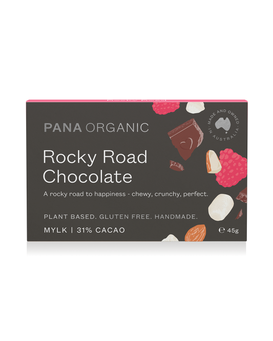 A plant-based and gluten-free rocky road chocolate treat.