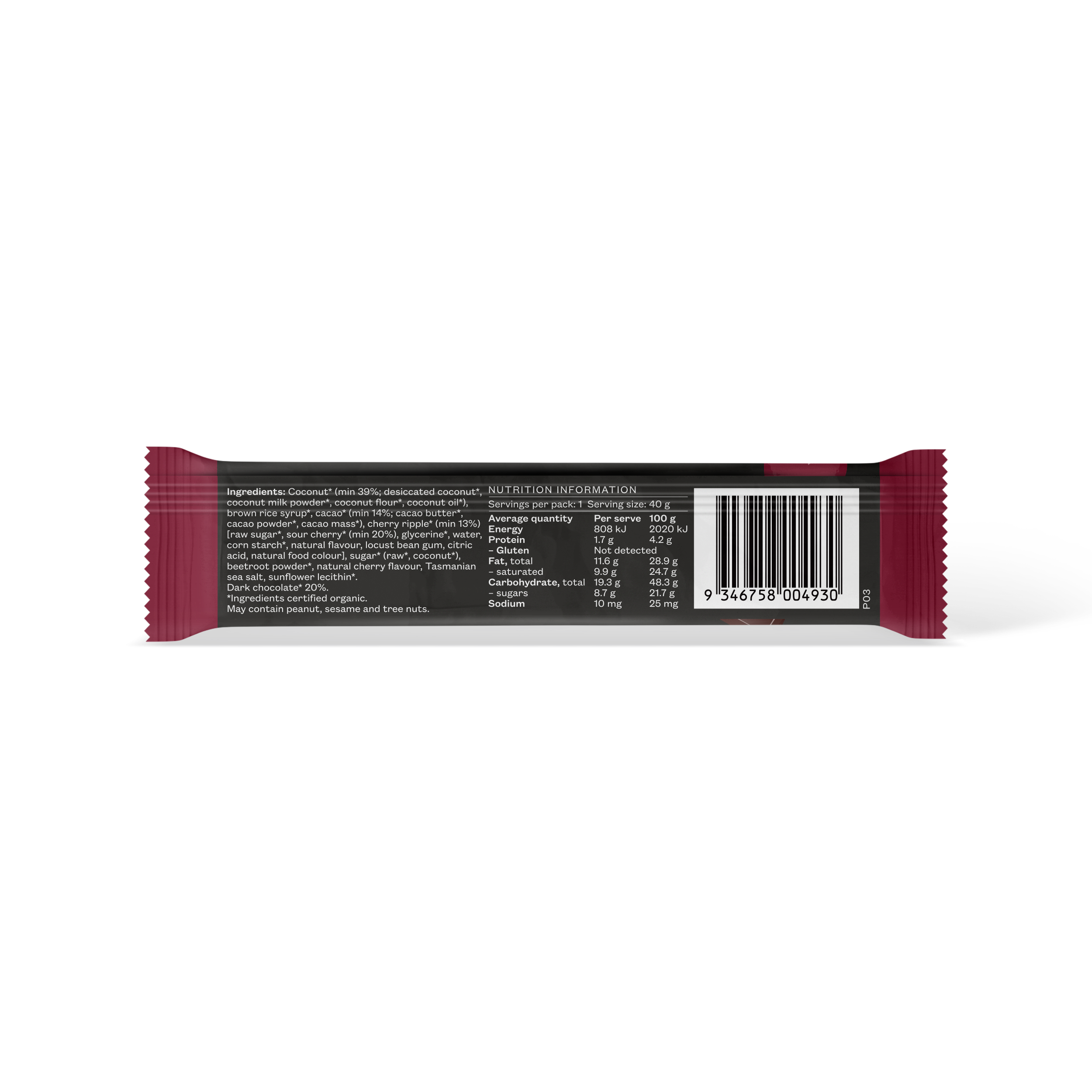 Cherry, Coconut & Dark Chocolate Bar